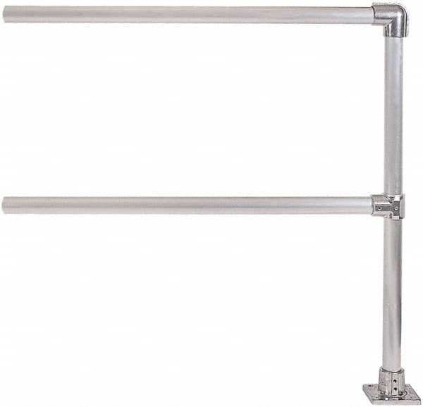 Hollaender - 4' Long x 6-1/2" High, Aluminum Extension Railing - 1.9" Pipe, Includes Sub Assembled Post, 2 Horizontal Rails, Bag with 1 Flange, Instructions, Assembly Tool - Benchmark Tooling