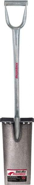 Razor-Back - 13" High x 6-1/2" Wide Square Steel Spade - 26" Long Steel D-Grip Handle, Front Turned - Benchmark Tooling