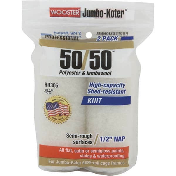 Wooster Brush - 1/2" Nap, 4-1/2" Wide Paint Mini Roller Covers - Semi-Rough Texture, Wool/Poly Blend - Benchmark Tooling