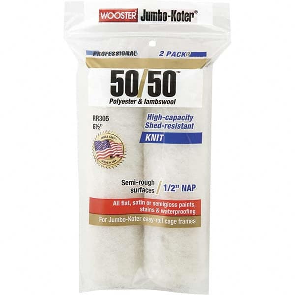 Wooster Brush - 1/2" Nap, 6-1/2" Wide Paint Mini Roller Covers - Semi-Rough Texture, Wool/Poly Blend - Benchmark Tooling