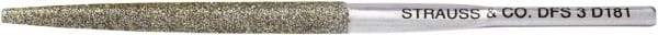 Strauss - 3.346" OAL Fine Half Round Needle Diamond File - 1/5" Wide x 0.082" Thick, 1.77 LOC, Gray, 91 Grit - Benchmark Tooling