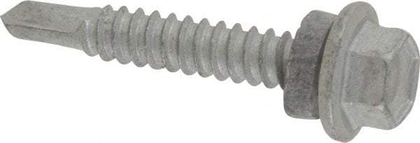 Buildex - 1/4", Hex Washer Head, Hex Drive, 1-1/2" Length Under Head, #3 Point, Self Drilling Screw - Steel - Benchmark Tooling