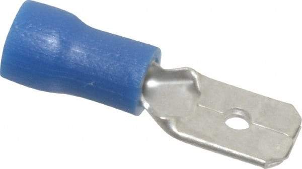 Thomas & Betts - 16 to 14 AWG, Vinyl, Fully Insulated, Male Wire Disconnect - 1/4 Inch Wide Tab, Blue, RoHS Compliant, UL 94 V-0 - Benchmark Tooling