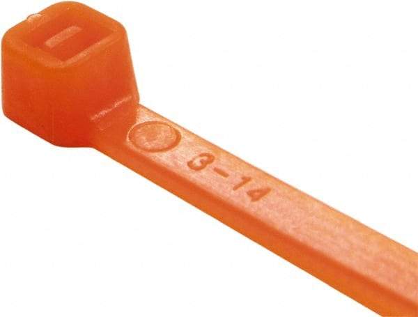Value Collection - 8" Long Orange Nylon Standard Cable Tie - 50 Lb Tensile Strength, 54mm Max Bundle Diam - Benchmark Tooling