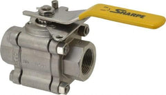 Sharpe Valves - 1" Pipe, Full Port, Stainless Steel Standard Ball Valve - 3 Piece, Inline - One Way Flow, FNPT x FNPT Ends, Locking Lever Handle, 1,000 WOG, 125 WSP - Benchmark Tooling