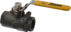 Sharpe Valves - 3/4" Pipe, Standard Port, Carbon Steel Steam Service Ball Valve - 1 Piece, Inline - One Way Flow, FNPT x FNPT Ends, Locking Lever Handle, 2,000 WOG, 250 WSP - Benchmark Tooling