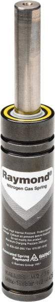 Associated Spring Raymond - M6 Fill Port, M6 Mt Hole, 12mm Rod Diam, 24.9mm Diam, 16mm Max Stroke, Blue Nitrogen Gas Spring Cylinder - 58mm Body Length, 74mm OAL, 346 Lb Full Stroke Spring Force, 360 psi Initial Charge - Benchmark Tooling