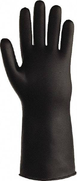 SHOWA - Size S (7), 14" Long, 25 mil Thick, Butyl Chemical Resistant Gloves - Textured Finish, Rolled Cuff, ANSI Abrasion Level 0, ANSI Cut Level 0, ANSI Puncture Level 0, Black - Benchmark Tooling