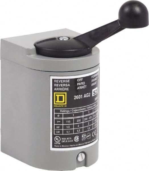 Square D - NEMA, Enclosed Manual Motor Starter - 1-1/2 hp at 115 VAC, 2 hp at 200 VAC, 2 hp at 230 VAC & 2 hp at 575 VAC, CSA LR25490 Class 3211 05, NEMA 1 & UL Listed File E42243 CCN NLRV - Benchmark Tooling