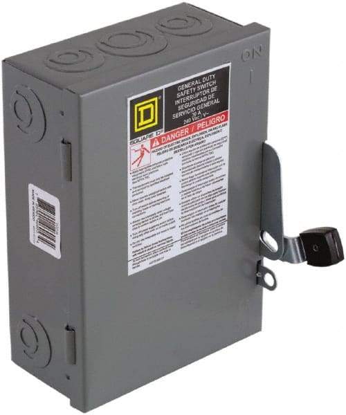 Square D - 30 Amp, 240 V, 3 Pole Nonfused Safety Switch - NEMA 1, 3 hp at 240 VAC (Single Phase), 7.5 hp at 240 VAC (Triple Phase), 3PST Contact Form - Benchmark Tooling