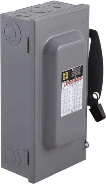 Square D - 60 Amp, 240 V, 3 Pole Fused Safety Switch - NEMA 1, 10 hp at 240 VAC (Single Phase), 15 hp at 240 VAC (Triple Phase), 3PST Contact Form - Benchmark Tooling