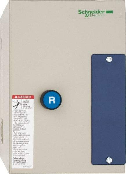 Schneider Electric - 3 Pole, 18 Amp, 120 Coil VAC, Nonreversible Enclosed IEC Motor Starter - 3 Phase Hp: 125 at 460 VAC, 125 at 575 VAC, 50 at 208 VAC, 60 at 230 VAC - Benchmark Tooling