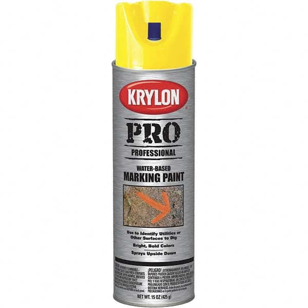 Krylon - 15 fl oz Yellow Marking Paint - Water Base Formula - Benchmark Tooling