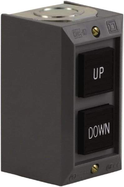 Schneider Electric - 2 Operator, Projecting Pushbutton Control Station - Down, Up (Legend), Momentary Switch, 2NO Contact, NEMA 1 - Benchmark Tooling