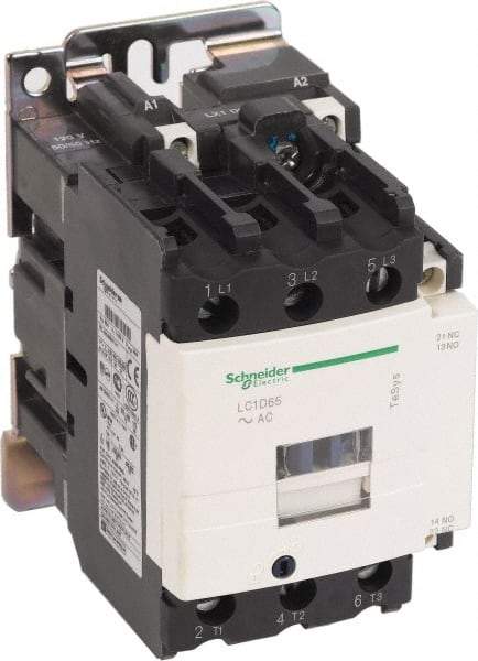 Schneider Electric - 3 Pole, 200 Coil VAC at 60 Hz, 65 Amp at 440 VAC and 80 Amp at 440 VAC, Nonreversible IEC Contactor - 1 Phase hp: 10 at 230/240 VAC, 5 at 115 VAC, 3 Phase hp: 20 at 200/208 VAC, 20 at 230/240 VAC, 50 at 460/480 VAC, 50 at 575/600 VAC - Benchmark Tooling
