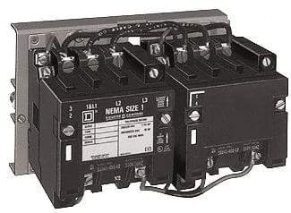 Square D - 4 Pole, 110 Coil VAC at 50 Hz and 120 Coil VAC at 60 Hz, 27 Amp NEMA Contactor - Open Enclosure, 50 Hz at 110 VAC and 60 Hz at 120 VAC - Benchmark Tooling