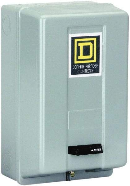 Square D - 2 Pole, 40 Amp Inductive Load, 110 Coil VAC at 50 Hz and 120 Coil VAC at 60 Hz, Definite Purpose Contactor - Phase 1 Hp: 3 at 115 VAC, 7.5 at 230 VAC, Enclosed Enclosure, NEMA 1 - Benchmark Tooling
