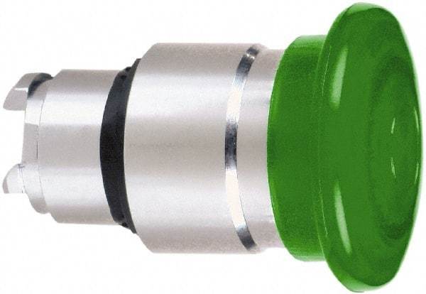 Schneider Electric - 22mm Mount Hole, Extended Mushroom Head, Pushbutton Switch Only - Round, Green Pushbutton, Nonilluminated, Momentary (MO) - Benchmark Tooling