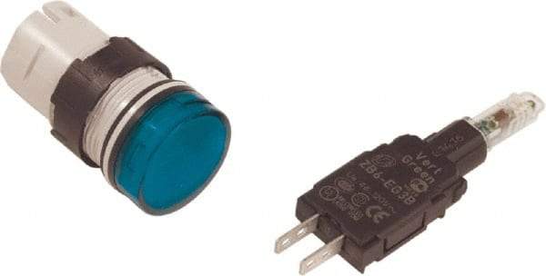 Schneider Electric - 48-120 VAC/VDC Green Lens LED Pilot Light - Round Lens, Quick Connect Connector, 18mm Wide, Vibration Resistant - Benchmark Tooling