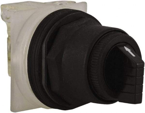 Schneider Electric - 1.18 Inch Mount Hole, 3 Position, Knob and Pushbutton Operated, Selector Switch - Black, Maintained (MA), Anticorrosive, Weatherproof, Dust and Oil Resistant - Benchmark Tooling