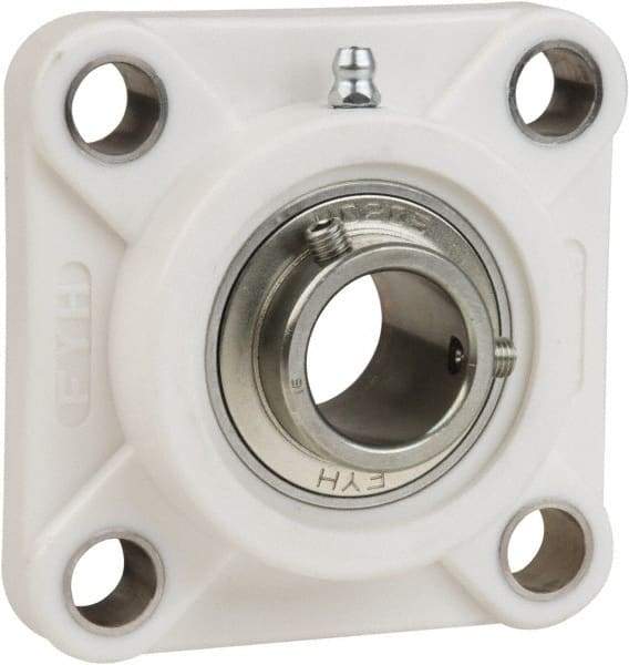 Value Collection - 1" ID, 3-3/4" OAL x 1-7/16" OAH 4-Bolt Flange Mounted Bearing - 1,764 Lb Static Cap, 3,147 Lb Dyn Cap, 2-3/4" Btw Mnt Hole Ctrs, 43/64" Base-to-Ctr Ht, Thermoplastic - Benchmark Tooling
