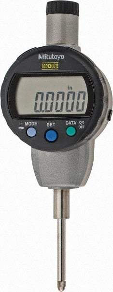 Mitutoyo - 0 to 1" Range, 0.0005" Graduation, Electronic Drop Indicator - Flat Back, Accurate to 0.001", English & Metric System, LCD Display - Benchmark Tooling