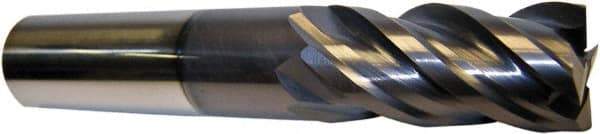 Accupro - 3/16", 3/8" LOC, 3/16" Shank Diam, 2" OAL, 4 Flute, Solid Carbide Square End Mill - Single End, AlTiN Finish, Spiral Flute, 40° Helix, Centercutting, Right Hand Cut, Right Hand Flute - Benchmark Tooling