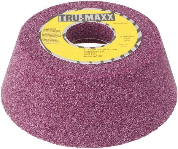 Tru-Maxx - 5" Diam x 1-1/4" Hole x 1-3/4" Thick, K Hardness, 46 Grit Surface Grinding Wheel - Aluminum Oxide, Type 11, Coarse Grade, Vitrified Bond, No Recess - Benchmark Tooling