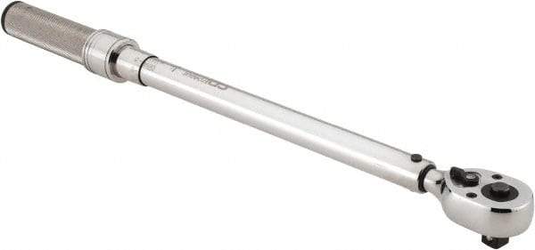 CDI - 1/2" Drive Micrometer Adjustable Torque Wrench - 40 N/m to 200 N/m Torque, 19" OAL, 2 N/m Graduation - Benchmark Tooling