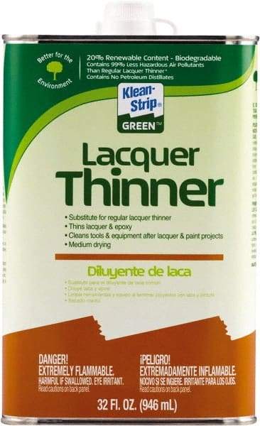 Klean-Strip - 1 Qt Lacquer Thinner - 230 gL VOC Content, Comes in Metal Can - Benchmark Tooling