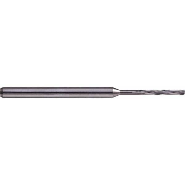 Chucking Reamer: 0.0134″ Dia, 1.9685″ OAL, 0.1575″ Flute Length, Straight Shank, Solid Carbide 4 Flute, RH