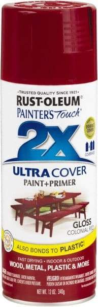 Rust-Oleum - Colonial Red, Gloss, Enamel Spray Paint - 8 to 12 Sq Ft per Can, 12 oz Container - Benchmark Tooling