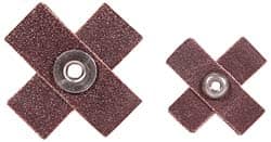 Norton - 120 Grit, Fine Grade, Aluminum Oxide Cross Pad - 1-1/2" Long x 1-1/2" Wide x 1/2" Thick, Cloth Backed, X Backing Weight, 8 Ply, 24,000 Max RPM - Benchmark Tooling