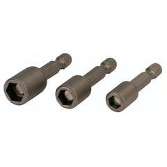 Nut Setter 3 Piece Set 1/4, 5/16, 3/8 × 2.1″ OAL on 1/4″ Hex Drive - Benchmark Tooling