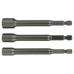 Nut Setter Magnetic 3 Piece Set 1/4, 5/16 & 3/8 × 6″ OAL on 1/4″ Hex Drive - Benchmark Tooling