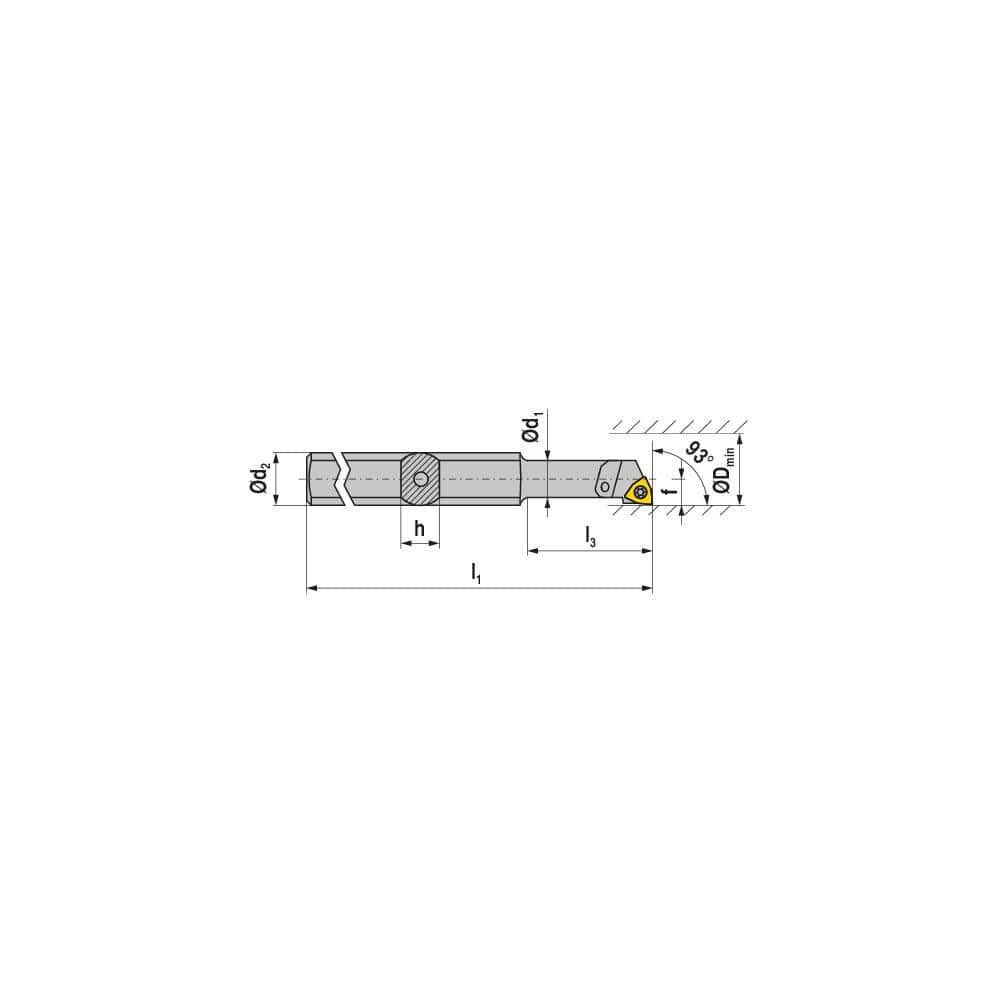 Indexable Boring Bar: EA0508HE0608H SWUCL02, 7.80 mm Min Bore, 8.00 mm Shank Dia, 93.00° N/A Solid Carbide 100.0000″ OAL, Screw Clamping,
