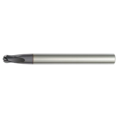 6 mm Dia. × 10 mm Shank × 6 mm DOC × 100 mm OAL, Carbide TiAlN, 4 Flute, CW|15° Helix, Round, Ballnose End Mill - Exact Industrial Supply