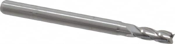 Kyocera - 7/64", 21/64" LOC, 1/8" Shank Diam, 1-1/2" OAL, 4 Flute, Solid Carbide Square End Mill - Single End, Uncoated, Spiral Flute, Centercutting, Right Hand Cut, Right Hand Flute, Series 1810 - Benchmark Tooling
