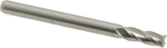 Kyocera - 1/8", 3/8" LOC, 1/8" Shank Diam, 1-1/2" OAL, 4 Flute, Solid Carbide Square End Mill - Single End, Uncoated, Spiral Flute, Centercutting, Right Hand Cut, Right Hand Flute, Series 1810 - Benchmark Tooling