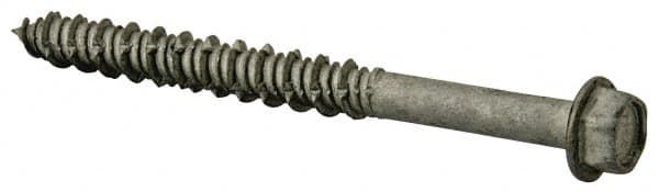 Elco - 1/4" Diam, 2-3/4" Length Under Head, Hex Drive, Concrete Screw & Masonry Fastener - Stainless Steel, StalGard Silver Finish, Includes 5/16" Drill Bit - Benchmark Tooling