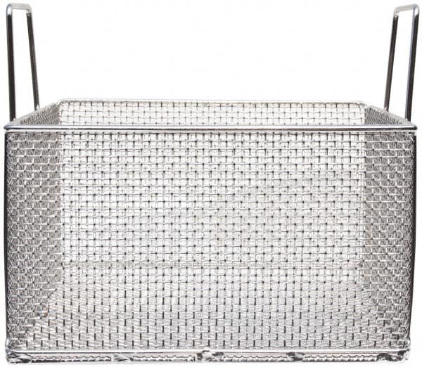 Marlin Steel Wire Products - 14" Deep, Square Stainless Steel Mesh Basket - 1/4" Perforation, 14" Wide x 8" High - Benchmark Tooling