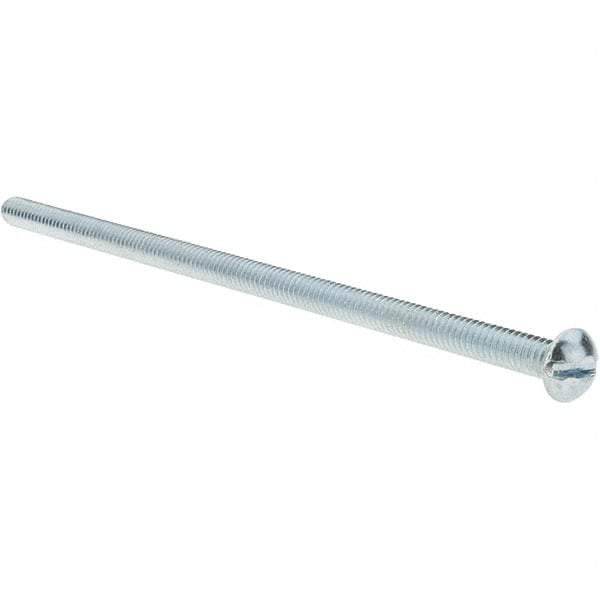 Value Collection - 1/4-20 UNC, 6" Length Under Head Slotted Drive Machine Screw - Round Head, Grade 2 Alloy Steel, Zinc-Plated Finish, Without Washer - Benchmark Tooling