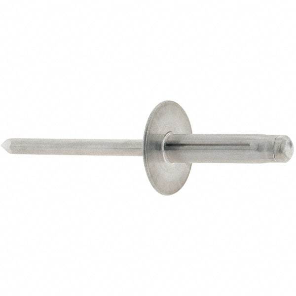 RivetKing - Large Flange Head Aluminum Peel Blind Rivet - Aluminum Mandrel, 0.063" to 1/4" Grip, 3/16" Body Diam - Benchmark Tooling
