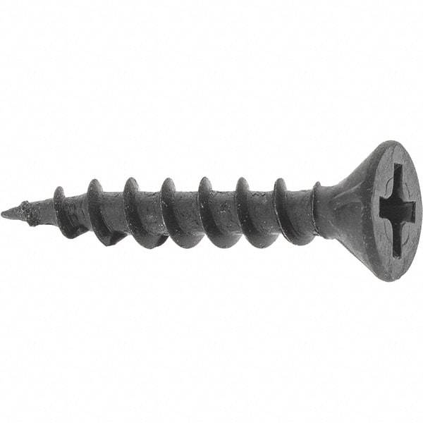 Buildex - #8, 1" OAL, Phillips Drive Flat Head, Steel Drywall Screws - Black Oxide Finish, Grade 2 - Benchmark Tooling