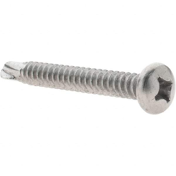 Value Collection - #14, Pan Head, Phillips Drive, 2" Length Under Head, #3 Point, Self Drilling Screw - Grade 410 Stainless Steel - Benchmark Tooling