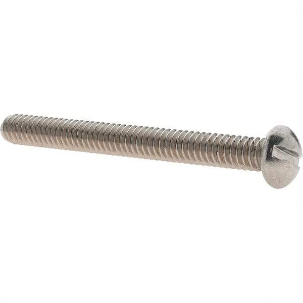 Value Collection - 1/4-20 UNC, 2-1/2" Length Under Head Slotted Drive Machine Screw - Round Head, Grade 18-8 Stainless Steel, Uncoated, Without Washer - Benchmark Tooling