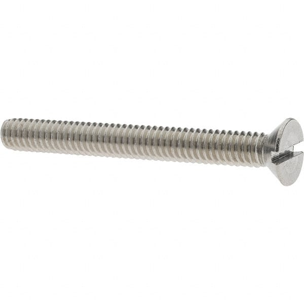 Value Collection - #12-24 UNC, 2" OAL Slotted Drive Machine Screw - Flat Head, Grade 18-8 Stainless Steel, Uncoated, Without Washer - Benchmark Tooling