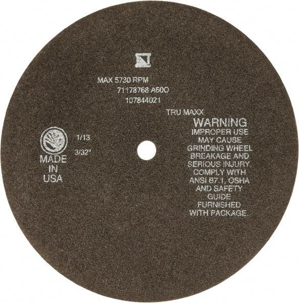 Tru-Maxx - 8" 46 Grit Aluminum Oxide Cutoff Wheel - 3/32" Thick, 1/2" Arbor, 4,536 Max RPM, Use with Stationary Tools - Benchmark Tooling