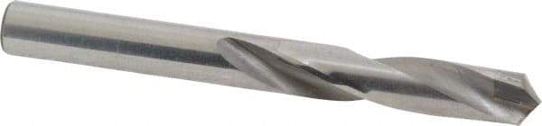 Made in USA - 19/64" 118° Spiral Flute Carbide-Tipped Screw Machine Drill Bit - Bright Finish, Right Hand Cut, 1-5/8" Flute Length, 2-13/16" OAL, Standard Point, Straight Shank - Benchmark Tooling