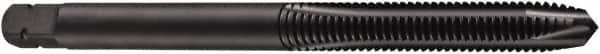 DORMER - 3/8-16 UNC, 2 Flute, Oxide Finish, Powdered Metal Spiral Point Tap - Plug Chamfer, Right Hand Thread, 2-15/16" OAL, 0.602" Thread Length, 0.381" Shank Diam, 3B Class of Fit, Series E026 - Exact Industrial Supply